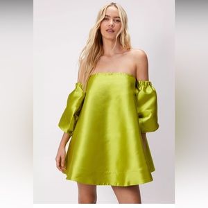 Nasty Gal Structured Off The Shoulder Puff Sleeve Mini Prom Dress